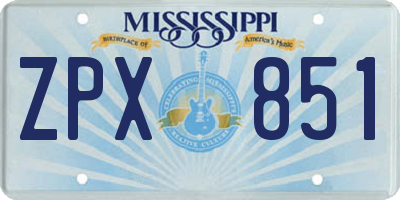 MS license plate ZPX851