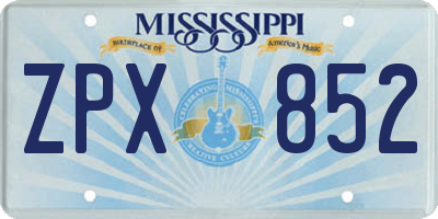 MS license plate ZPX852