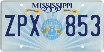MS license plate ZPX853