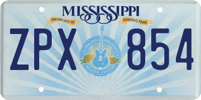 MS license plate ZPX854