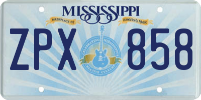 MS license plate ZPX858