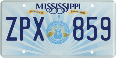MS license plate ZPX859