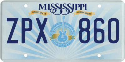 MS license plate ZPX860
