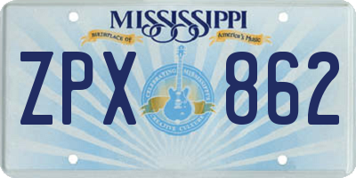 MS license plate ZPX862