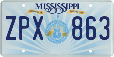 MS license plate ZPX863