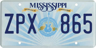 MS license plate ZPX865
