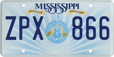 MS license plate ZPX866