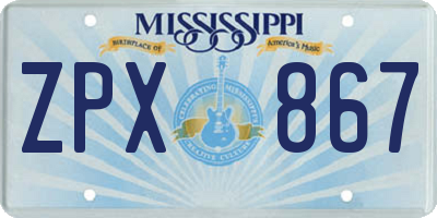 MS license plate ZPX867