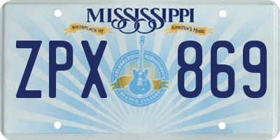 MS license plate ZPX869
