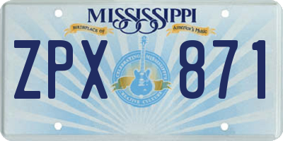 MS license plate ZPX871