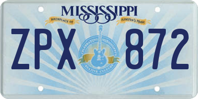MS license plate ZPX872