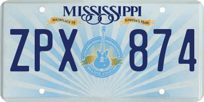 MS license plate ZPX874