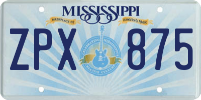 MS license plate ZPX875