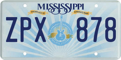 MS license plate ZPX878