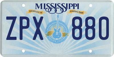 MS license plate ZPX880