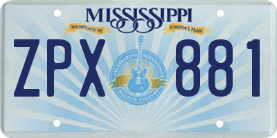 MS license plate ZPX881