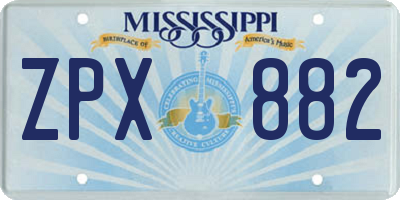 MS license plate ZPX882
