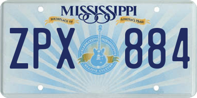 MS license plate ZPX884