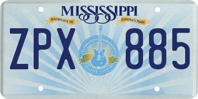 MS license plate ZPX885