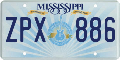 MS license plate ZPX886