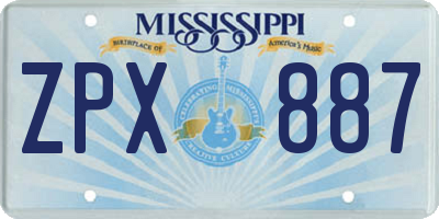 MS license plate ZPX887