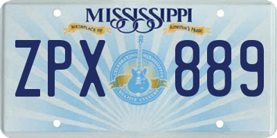 MS license plate ZPX889