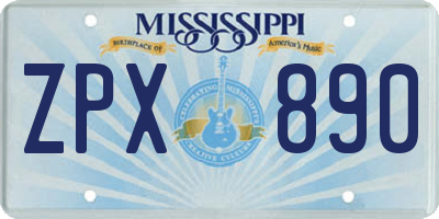 MS license plate ZPX890