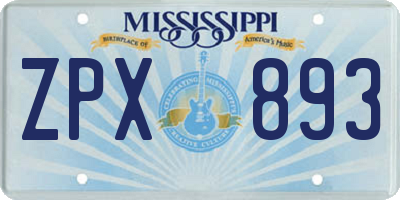 MS license plate ZPX893