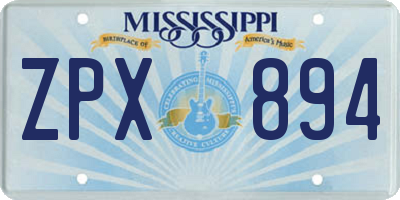 MS license plate ZPX894
