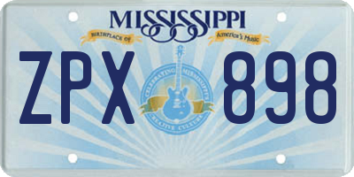 MS license plate ZPX898