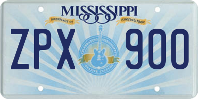 MS license plate ZPX900