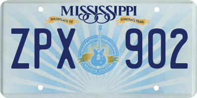 MS license plate ZPX902