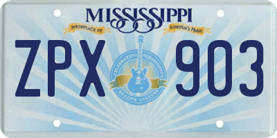 MS license plate ZPX903