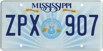 MS license plate ZPX907