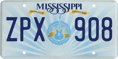 MS license plate ZPX908