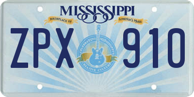 MS license plate ZPX910