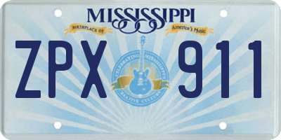 MS license plate ZPX911