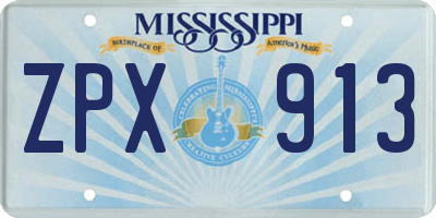 MS license plate ZPX913