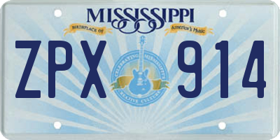 MS license plate ZPX914