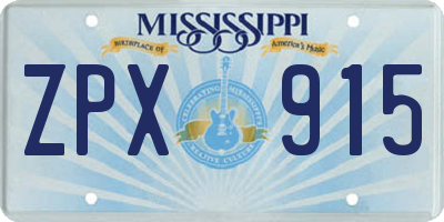 MS license plate ZPX915
