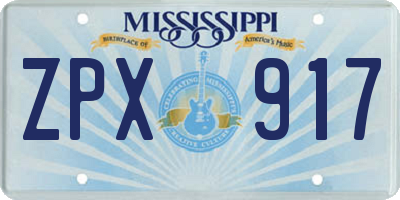 MS license plate ZPX917
