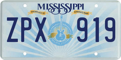 MS license plate ZPX919