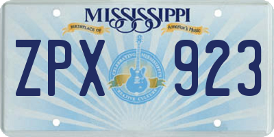 MS license plate ZPX923