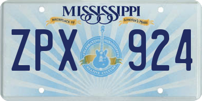 MS license plate ZPX924
