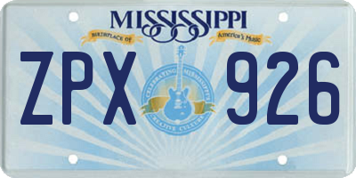 MS license plate ZPX926