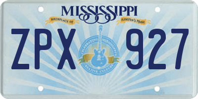 MS license plate ZPX927