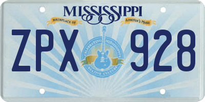 MS license plate ZPX928