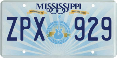 MS license plate ZPX929