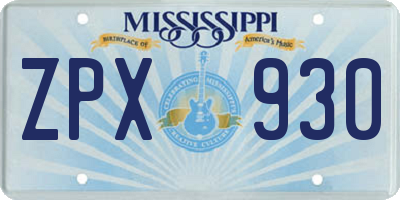 MS license plate ZPX930
