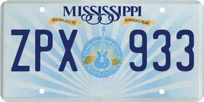 MS license plate ZPX933